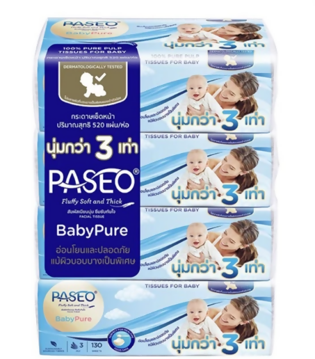 PASEO BABYPURE SOFTPACK 3PLY 130S P.4X12